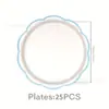 Bestseller transfronterizo: Platos de papel de color sólido con forma especial, servilletas de papel, pancartas desechables, artículos para fiestas de cumpleaños infantiles, encaje azul claro