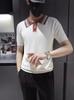 Venta al por mayor de fábrica verano manga corta para hombre lujo ligero ocio alto sentido solapa color de contraste tejido fino POLO camiseta transpirable