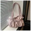 Nova Bolsa de Ombro Plissada com Bolinhas Estilo Coreano de Verão para Mulheres, para o Trabalho, Exquisita, Fashion, Simples, Tendência, Bolsa de Braço