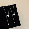 Collar con Borla de Calabaza de Plata de Ley S925 para Mujer Moda Versátil Collar de Calabaza de Nácar Blanco Cadena para Clavícula de Celebridad de Internet Gama Alta