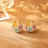 Bestseller Douyin Brincos Coloridos de Flor em Cesta de Flores Frescos Doces Moda de Alto Padrão Brincos de Orelha com Temperamento Estilo Fada