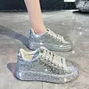 Tênis Pai Chunky Totalmente Cravejado para Mulheres Tendência Ins 2025 Novo Visual Emagrecedor Tênis com Strass Clássico Casual Calçados Plataforma Chunky