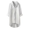 Estilo Coreano 2026 Nuevo Modelo Elegante de Estilo Coreano Color Sólido Algodón y Lino Camisa Holgada Top de Otoño para Mujer
