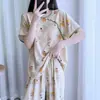 Conjunto de Pijama de Verano para Mujer de Algodón y Seda, Estilo Chino Nuevo, Delgado de Corte Holgado, Ropa de Casa para Mujer, Rayón