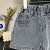 Shorts de Mezclilla de Verano para Niñas, Marca de Moda Infantil de Moda, Elegantes Pantalones Cortos Estilo Coreano con Pedrería