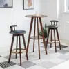 Mesa de Bar Doméstica Mesa Redonda Pequena Cadeira Simples para Varanda Café Banqueta Alta Combinação Pernas de Madeira Maciça Nórdico Loja de Chá com Leite