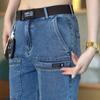 Jeans stretch transfronteiriço masculino moda outono e inverno marca solto versátil casual calça reta com forro de fleece jeans grosso