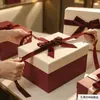 Veludo Festivo com Laço Caixa de Presente para Bolo Vermelho Laço Nó Decorativo para Joias Laço para Frasco de Perfume