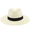 Sombrero de Paja Panamá de Verano para Viajes, Vacaciones al Aire Libre, Protección Solar, Protección Solar para la Playa, Sombrero de Sol para Hombres y Mujeres, Ala Ancha