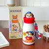 Caneca Térmica Fofa de Aço Inoxidável com Design de Desenho Animado, Alto Valor Estético, Garrafa de Água para Estudantes com Filtro, Copo Portátil com Canudo de Boneca para Crianças