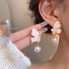 Pendientes colgantes de perlas de mariposa de cristal, diseño de nicho, ligeros, de lujo, de alta gama, pendientes azules únicos para mujer, exquisitos