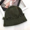 Gorro de punto de invierno nuevo con borde calado, cálido gorro de lana, estilo coreano, resistente al viento, para mujer, para hombre