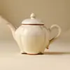 Tetera Pequeña Esmaltada con Grasa Color Arena de Horno Ru Hecha de Fábrica para Preparar Té, Tetera de Cerámica, Tetera Individual para una Persona, Utensilio de Té, Juego de Té Kung Fu