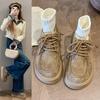 Sapatos Mocassins de Cadarço com Solado Grosso de Alta Qualidade para Mulheres Nova Coleção Primavera 2025 Retrô Versátil Pequeno Moda Aumentador de Altura Sapatos Birkenstock