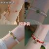 Pulsera de personaje Pearl Fu para mujer Estilo de celebridad de internet Dulce Esmeralda Pulsera del mismo estilo de TikTok Estilo coreano Frijol rojo Regalo de Qixi para mujer