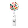 Amazon Hot Selling Flower Easy Pull Buckle Rotating Easy Pull ID Buckle Doctor Nurse Student Retractable Badge Reel
