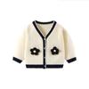 Estilo Holgazán Diseño Casual Cardigan de Flores Estéreo Tejido Ropa Exterior para Mujer Otoño e Invierno Nuevo Cardigan de Punto con Cuello en V
