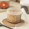 400ml600ml Caneca Doodle Grama Fada Queimada Caixa de Embalagem Resistente a Altas Temperaturas Copo Especial para Leite Pudim de Iogurte Couro Duplo com Tampa
