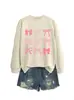 Amazon eBay Estación Independiente Moda Casual Temperamento Sudadera de Mujer Cuello Redondo Nuevo Nueve Lazos Comercio Exterior