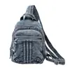 Riñonera de Pecho de Mezclilla Retro Americana para Mujer Bolso Cruzado de Hombro Único Multifuncional Nuevo Elegante Versátil Mochila para Viajes Diarios Casual