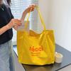 En stock bolsa de lona de gran capacidad estilo coreano bolso de hombro estilo literario para mujer bolsa de mano de lona para estudiante con letras