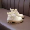 Botas Martin para Niñas Lazo de Malla de Perlas Dulces Botas de Princesa 2025 Otoño Nuevas Botas Individuales Botas de Moda para Niños Medianos y Grandes