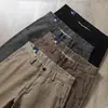 Pantalones Otoño e Invierno Textura de Sarga Cómodos Versátiles de Negocios Rectos Holgados Caqui Pantalones Casuales para Hombre