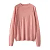 Elegante moda cuello redondo manga larga tejido 100% lana pura modelo 2026 para mujer suave ajuste ceñido jersey camiseta básica
