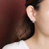 Yiluyin Plata de Ley S925 Jade Transparente Jade Blanco Nudo de Bambú Hoja de Bambú Cuadrado Pendientes de Moda Sencilla Personalidad Temperamento Pinzas para Orejas