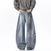 Jeans de Trabajo de Silueta Desconstruida Retro Americano para Hombre, Diseño de Tendencia con Estilo High Street, Pantalones Holgados de Pierna Ancha Scimitar