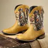 Nuevas Botas de Cowboy Estilo Occidental con Bordado Artesanal, Botas de Caballero Retro de Caña Alta para Hombre, Botas de Trabajo Casuales Modernas y Versátiles