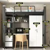 Cama alta personalizada con escritorio cama combinada estudiante universitario dormitorio escolar cama de apartamento escalera de piso combinación de acero y madera cama alta