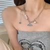 Kulomi Pearl Colar Mulheres ins Moda Spice Girl Costura Personalidade Reflexiva Clavícula Cadeia Caveira Pingente Neck Chain para Homens