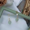 Pendientes retro de estilo chino con perlas y piedra lunar, temperamento suave, dulces, frescos y de gran sentido.