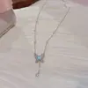 Collar Original con Borla de Perla y Mariposa, Cadena para Clavícula de Lujo Ligero de Nicho de Alta Gama, Collar Suave y Atmosférico