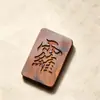 Placa "Sem Preocupações" de madeira de azinheira atingida por raio, escultura dupla face feita à mão por Qingxuan God, pingente de artesanato em madeira, ornamento e decoração suspensa