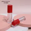 Tubo Personalizado de Fábrica de 4 ml con Tapa Roja Transparente en Forma de Corazón para Brillo de Labios Cabezal de Pincel Pequeño Tubo Corto Brillo de Labios Tubo Vacío para Brillo de Labios