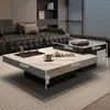 Mesa de café minimalista de piedra estilo italiano, Muebles modernos de lujo ligero para sala de estar, Sofá Lawrence de combinación cuadrada para apartamentos pequeños de alta gama