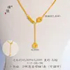 Colar de Franjas Moeda de Ouro Brilhante 24K Estilo Igual da Loja Puzuo Gold Nova Corrente para Clavícula com Contas de Transferência Chinoiserie para Mulheres