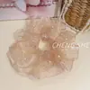 Elástico de Cabelo de Rede com Pérolas e Fios Brilhantes, Estilo Preguiçoso e Elegante, Novo Elástico Elegante para Coque e Rabo de Cavalo para Meninas