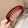 Diadema dentada flocado Red Social simple flequillo pelo suelto pasador clip tocado otoño e invierno diadema ondulada 2022 Nuevo