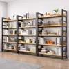 Librero minimalista de pie de acero-madera multicapa para sala de estar, estante de almacenamiento simple, almacenamiento doméstico para dormitorio, librería de hierro forjado, estante de exhibición