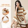 [Tienda Física] Camisón de Maternidad con Almohadilla para el Pecho Algodón Imitación para Mujer Verano Nuevo Ropa de Dormir de Manga Corta para Lactancia Ropa de Confinamiento