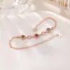 Yilu Pulsera de Plata de Ley S925 Chapada en Oro Rosa con Turmalina Pulsera Geométrica Redonda Plateada de Lujo Ligero a la Moda Venta al por Mayor