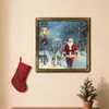 Novo Papai Noel Caminhando com Alce Moldura de Foto de Madeira de Camada Dupla Decoração de Fundo de Parede para Sala de Estar, Mesa de Escritório, Restaurante