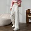 NUNBAI - Pantalones anchos con estampado de hebilla de estilo chino para mujer, primavera y verano, estilo nacional vintage, cintura alta, satén informal