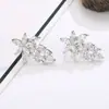 Pendientes de Plata S925 con Forma de Hoja y Cruz Versátiles de Cristal para Oreja Estilo Clásico de Lujo Ligero Estilo Celebridad de Internet Pendientes al por Mayor