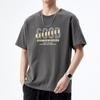 Camiseta de manga corta de otoño para hombre, de algodón puro, con cuello redondo, talla extragrande, holgada, de manga corta, color azul violáceo.