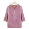 Ropa de verano para el Día de la Madre para personas mayores, blusas elegantes de primavera-verano para abuelas, nuevo conjunto de dos piezas de camisa y pantalón estilo chino
