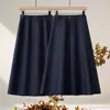 Saia Jeans Meia-Calça Azul Marinho Personalizada Feminina 2026 Nova Verão Outono Cintura Meia Elástica Saia Evasê Bainha Larga Saia Guarda-chuva